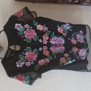 Women's INC blouse floral stitched size medium
